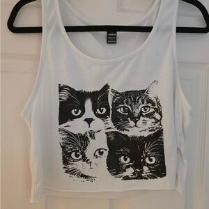 SHEIN White Cat Graphic Tank Top